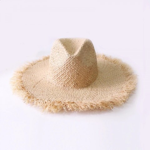Natural Wide Brim Straw Hat for Women - Hand Woven Sun Protection Hat