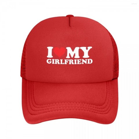 I Love My Girlfriend Unisex Breathable Mesh Snapback Cap