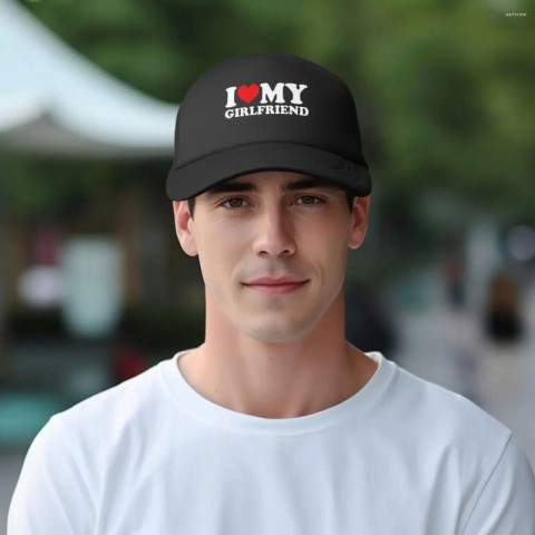 I Love My Girlfriend Unisex Breathable Mesh Snapback Cap