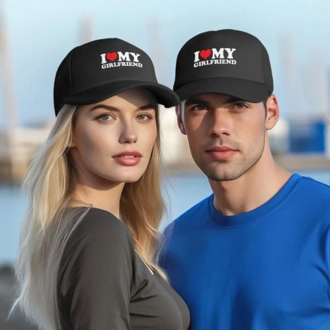 I Love My Girlfriend Unisex Breathable Mesh Snapback Cap