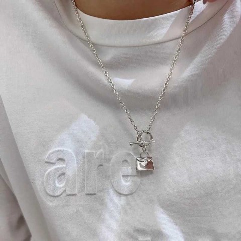 Sam Panda Sterling Silver Bag Buckle Pendant Necklace for Women