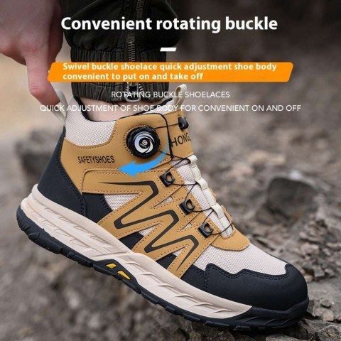 Rotating Button Safety Steel Toe Sneaker for Men - Puncture Proof Work Boot 2e157