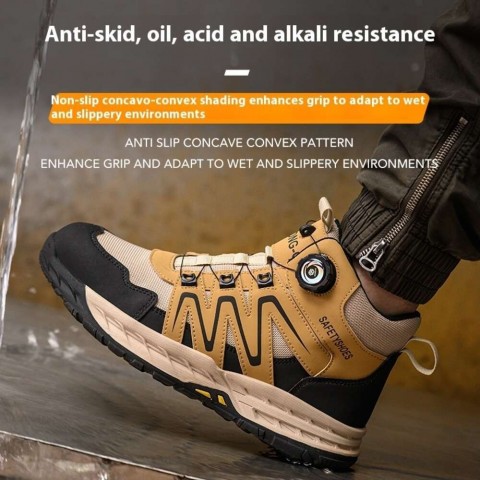 Rotating Button Safety Steel Toe Sneaker for Men - Puncture Proof Work Boot 2e157