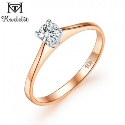Kuololit Solitaire Moissanite Ring for Women, 10K Rose Gold, Bohemian Style Promise Gift