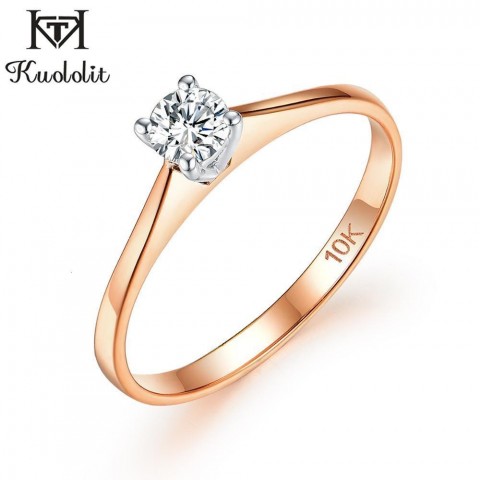 Kuololit Solitaire Moissanite Ring for Women, 10K Rose Gold, Bohemian Style Promise Gift