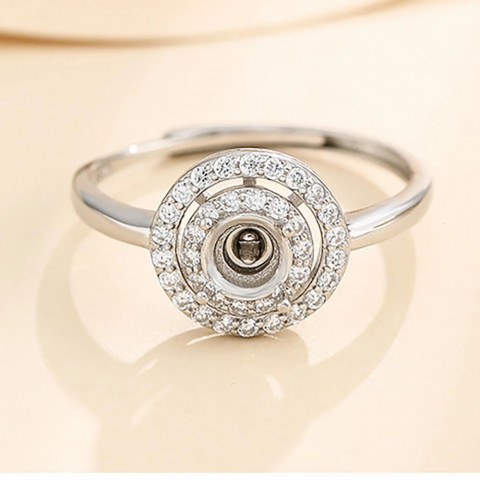 Jkeio 925 Sterling Silver Round Wedding Ring Blank - 5mm Platinum DIY Setting