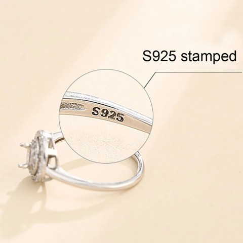Jkeio 925 Sterling Silver Round Wedding Ring Blank - 5mm Platinum DIY Setting
