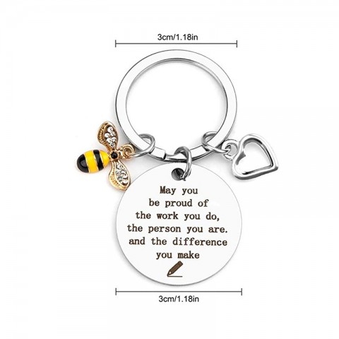 Little Bee Love Keychain in Black Copper for Men - Perfect Gift for Teachers and Mothers