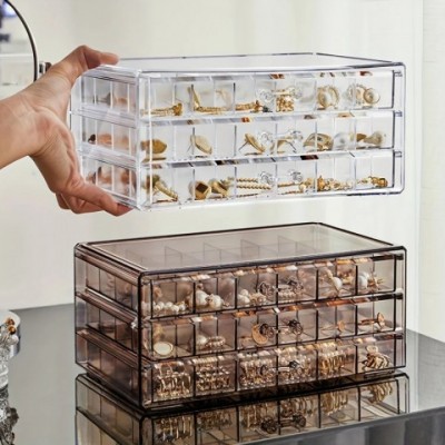 Large Capacity 3-layer Ring & Earring Jewelry Organizer Box - 72 Compartment Storage Solution