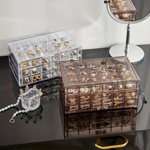 Large Capacity 3-layer Ring & Earring Jewelry Organizer Box - 72 Compartment Storage Solution