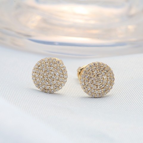 AEAW Trendy 10K Gold Stud Earrings for Women with Flower Mossanite