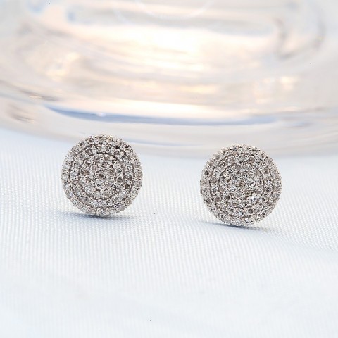 AEAW Trendy 10K Gold Stud Earrings for Women with Flower Mossanite