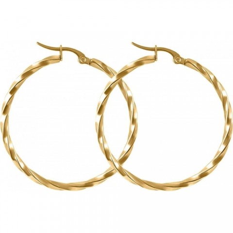 Stainless Steel Twisted Hoop Earrings for Women, Stylish Exaggerated 35mm Diameter, Elegant and Fashionable