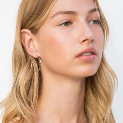 Stainless Steel Twisted Hoop Earrings for Women, Stylish Exaggerated 35mm Diameter, Elegant and Fashionable