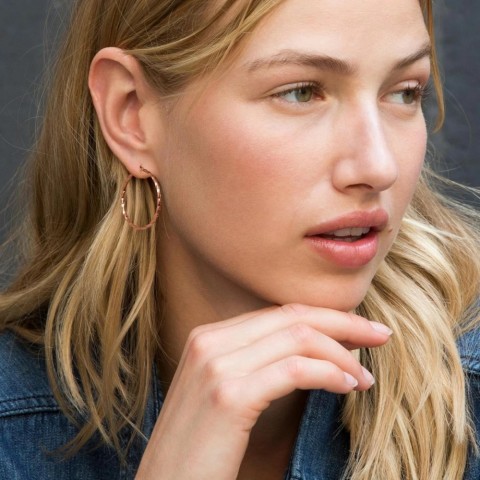 Stainless Steel Twisted Hoop Earrings for Women, Stylish Exaggerated 35mm Diameter, Elegant and Fashionable