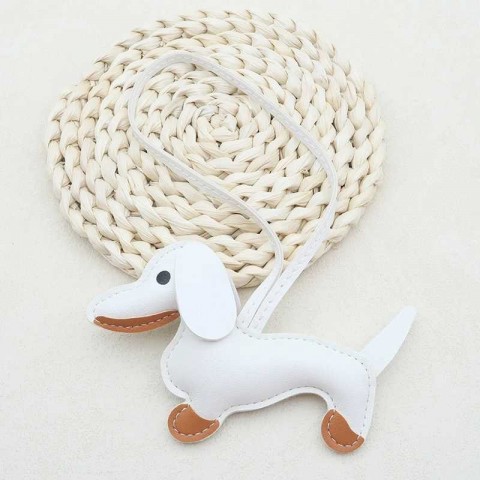 Classic Multi-Color Leather Small Dog Keychain Pendant