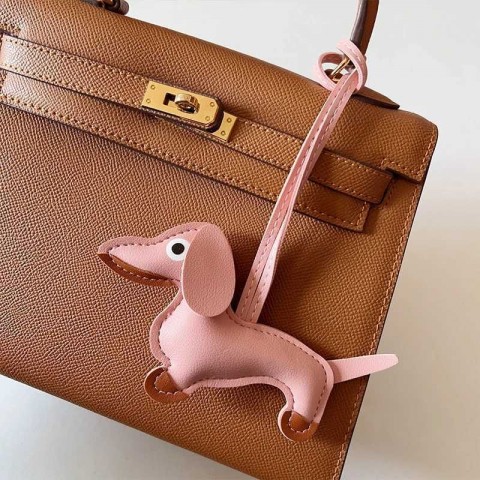 Classic Multi-Color Leather Small Dog Keychain Pendant