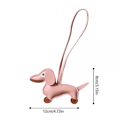 Classic Multi-Color Leather Small Dog Keychain Pendant