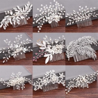 FORSEVEN Women's Trendy Plant Pattern Pearl Wedding Hair Combs