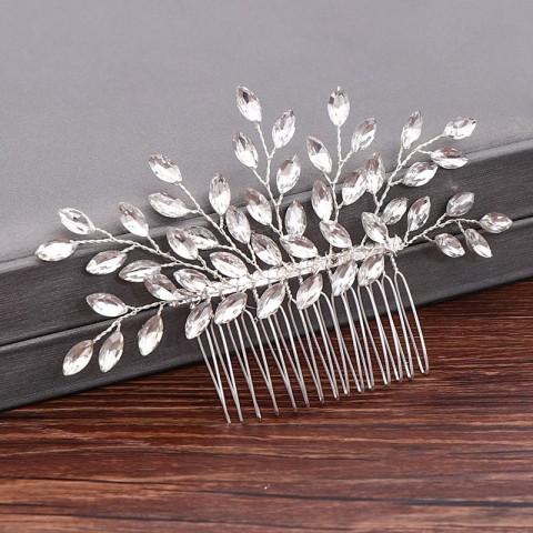 FORSEVEN Women's Trendy Plant Pattern Pearl Wedding Hair Combs