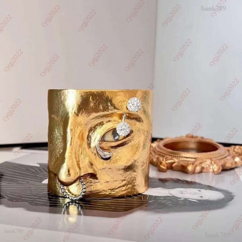 New Hiphop Abstract Bangle with Devil's Eye Stone, Unisex Rock Fashion Bracelet