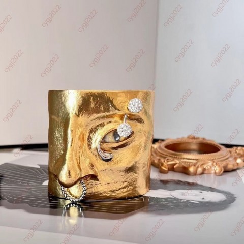 New Hiphop Abstract Bangle with Devil's Eye Stone, Unisex Rock Fashion Bracelet
