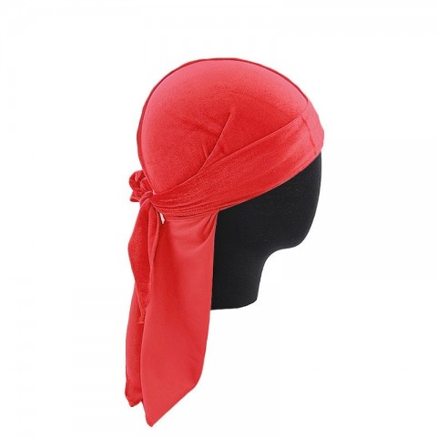 Velvet Durag with Long Tail, Unisex Solid Color Ball Cap for Men Women