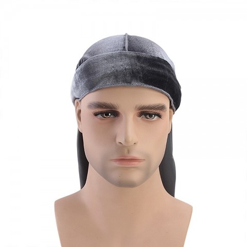 Velvet Durag with Long Tail, Unisex Solid Color Ball Cap for Men Women