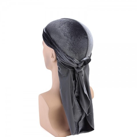 Velvet Durag with Long Tail, Unisex Solid Color Ball Cap for Men Women
