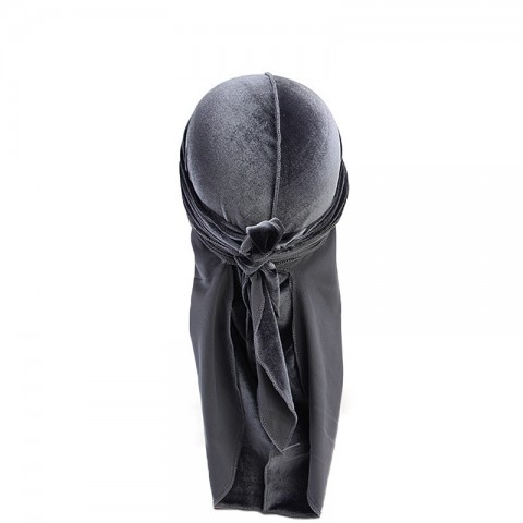 Velvet Durag with Long Tail, Unisex Solid Color Ball Cap for Men Women