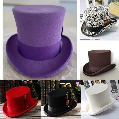 Wide Brim Fedora Hat in Neutral Colors for Men - Wool Top with Feather Accessories