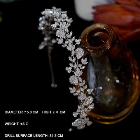 Elegant Crystal Vine Leaves Bridal Hair Band for Women W250311
