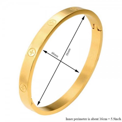 GD Women's 18K Rose Gold Bangle with Stainless Steel Cross - H241230