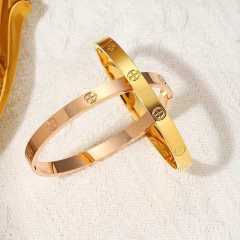 GD Women's 18K Rose Gold Bangle with Stainless Steel Cross - H241230