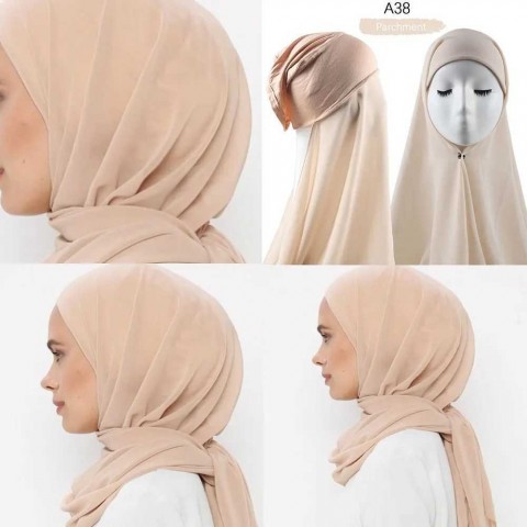 Instant Chiffon Hijab for Women - Heavy-Duty Faux Fur Gradient Headscarf