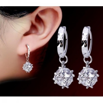 Elegant Women's Silver Dangle Chandelier Earrings with CZ Zircon for Wedding Parties