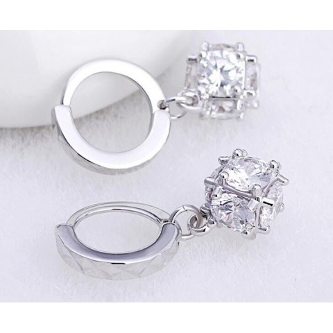 Elegant Women's Silver Dangle Chandelier Earrings with CZ Zircon for Wedding Parties