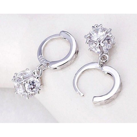 Elegant Women's Silver Dangle Chandelier Earrings with CZ Zircon for Wedding Parties