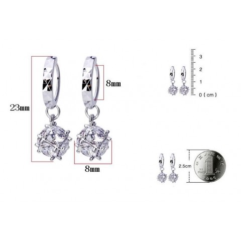 Elegant Women's Silver Dangle Chandelier Earrings with CZ Zircon for Wedding Parties