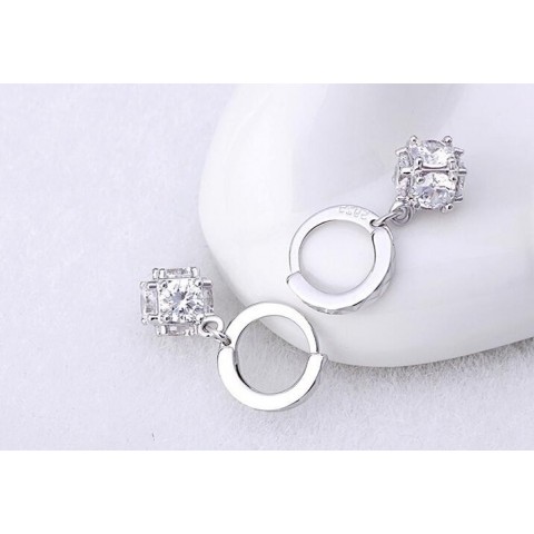 Elegant Women's Silver Dangle Chandelier Earrings with CZ Zircon for Wedding Parties