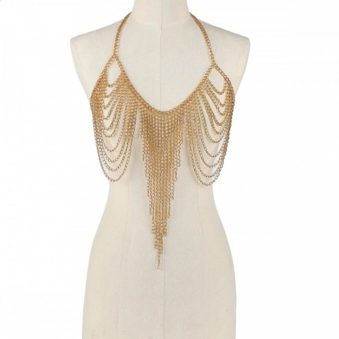 Elegant Multi-Layer Women's Metal Body Chain - Sexy Jewelry for Fashionistas