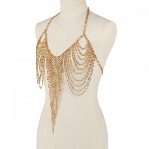 Elegant Multi-Layer Women's Metal Body Chain - Sexy Jewelry for Fashionistas