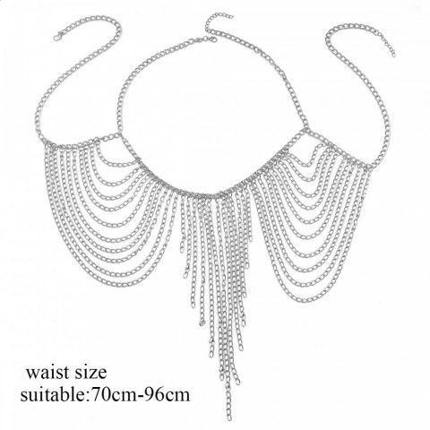 Elegant Multi-Layer Women's Metal Body Chain - Sexy Jewelry for Fashionistas