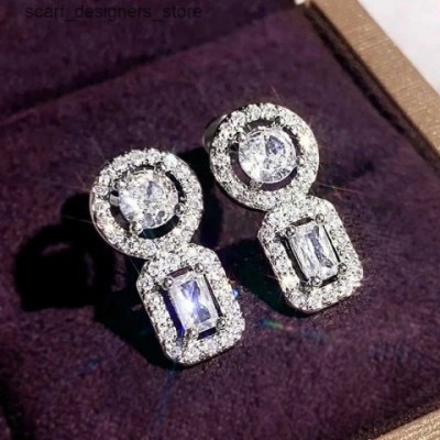 Charm Huitan Women's Luxury Brilliant Round Square Cubic Zirconia Earrings