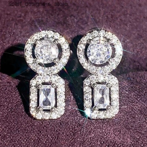 Charm Huitan Women's Luxury Brilliant Round Square Cubic Zirconia Earrings