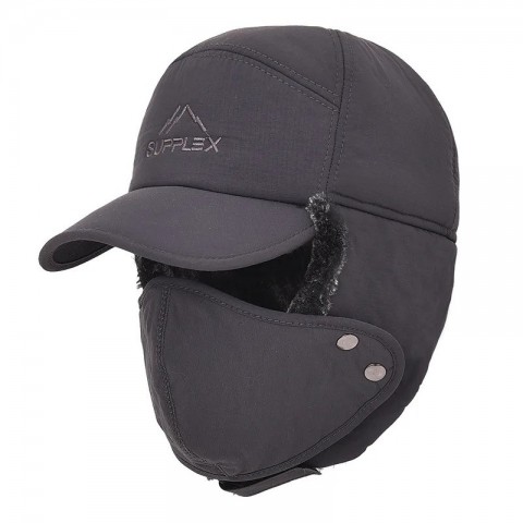 Winter Mens Lightning Earflap Hat with Artificial Fur - Black Wide Brim Hat