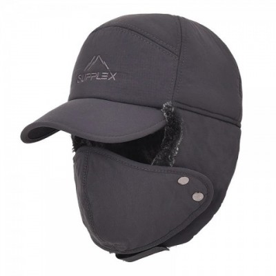 Winter Mens Lightning Earflap Hat with Artificial Fur - Black Wide Brim Hat