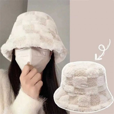 Warm Winter Bucket Hat for Men - Plush Silk Material with Wide Brim