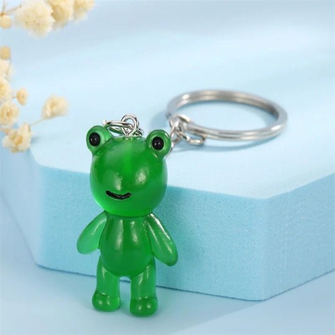 Cute 3D Flocked Frog Keychain for Women - Car & Phone Accessories