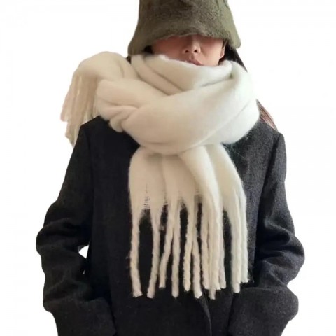 Luxury Women's Winter Scarf - Thick Tassel, Soft & Warm